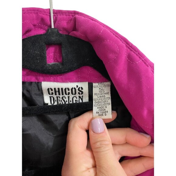 Chico's Pink Quilted Floral Embroidered Jacket winter coat size 0 Small - Picture 6 of 6